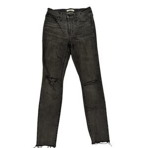 Madewell 9” Mid-Rise Skinny Jeans Distressed Raw Hem Black/Charcoal Size 25